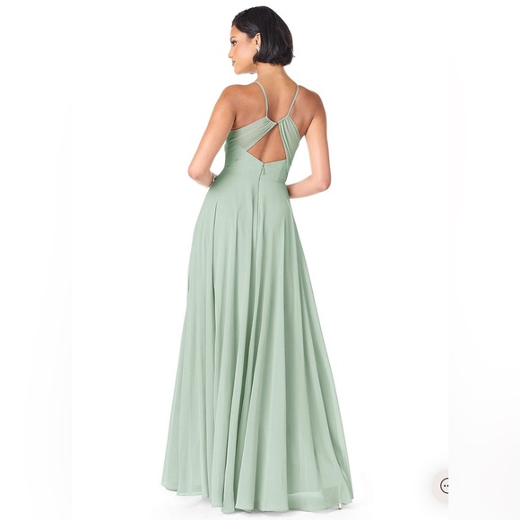 AZAZIE AVELINA Agave Flowy V-Neck Pleated Chiffon Dress Size J14 NWT - Picture 2 of 7